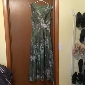 Green floral maxi dress